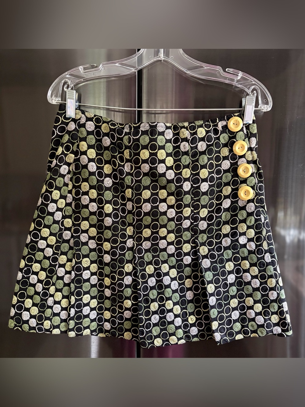 Vintage Y2K Anthropologie Geometric Embroidered Boho Chic Wrap Skirt EUC Sz 8